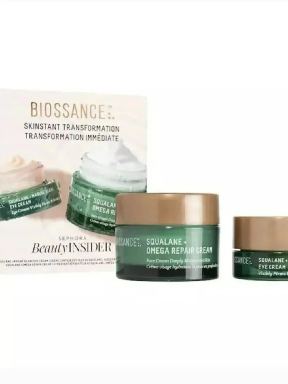 Biossance Squalane Marine Algae Eye Cream 3ml & Omega Repair Cream 15ml Duo NIB